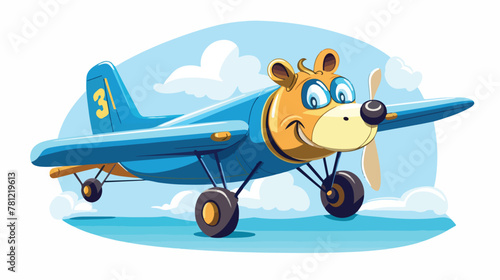 Illustration of a animals flying air plane 2d flat © visual