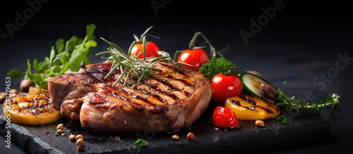 Juicy steak and fresh veggi...