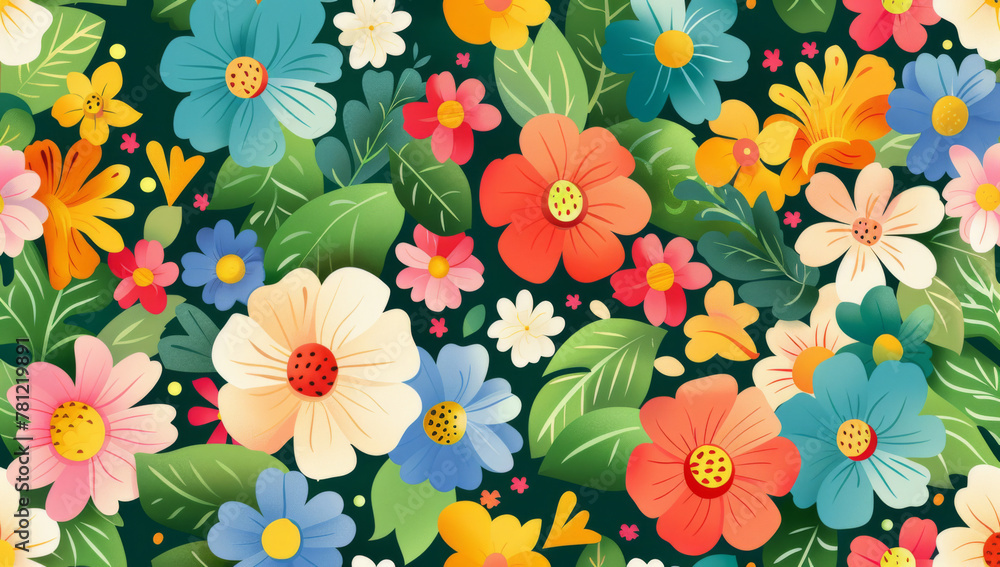 Abstract spring floral background vector illustration with hand drawn flowers and leaves Abstract spring floral background vector illustration with hand drawn flowers and leaves