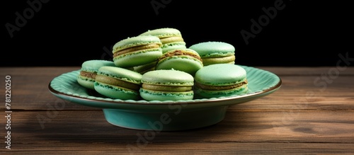 Green macarons on a plate