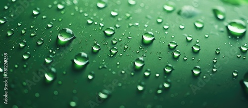 Green surface water droplets close up