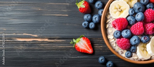 Homemade oatmeal with assor...