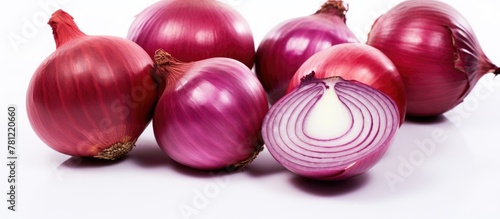 Group of onions on white su...