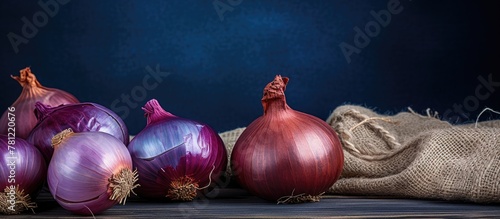 Bunch of onions on a table