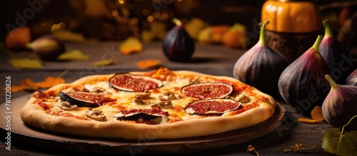 Close-up of pizza topped wi...
