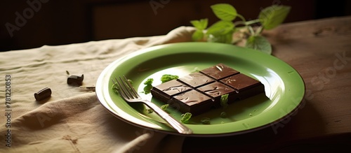 White plate holds chocolate...