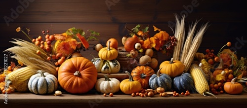 Autumn harvest table with p...