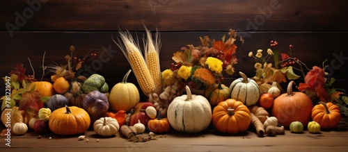 Pumpkin patch and autumn decor close up