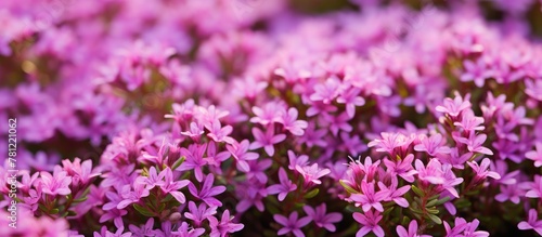 Purple blooms amidst lush green meadow