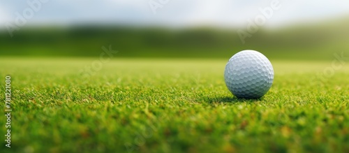 Golf ball on fresh green grass