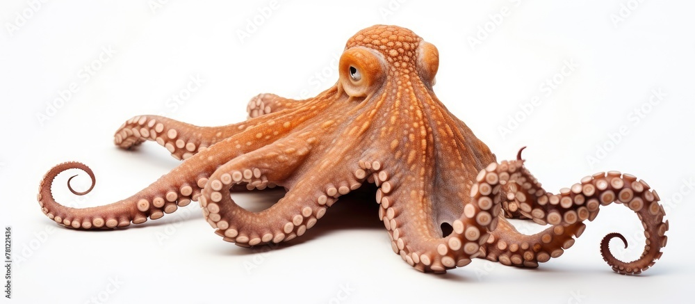 Obraz premium Fresh octopus on a plain white backdrop