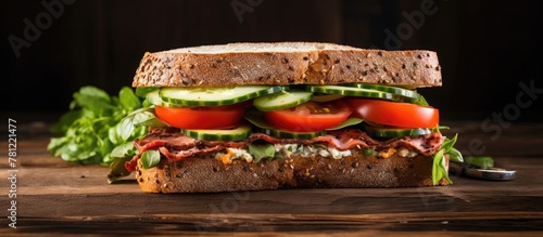 Healthy sandwich on rustic ...