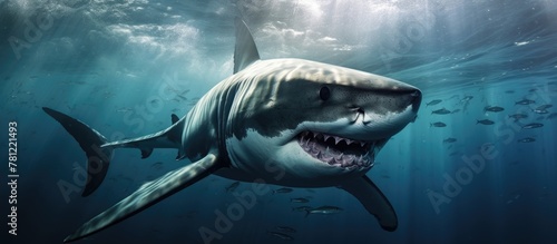 Shark with Open Jaws in Water