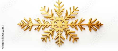 Golden snowflake on white b...