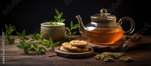 Teapot, Tea, Cookies Close-Up