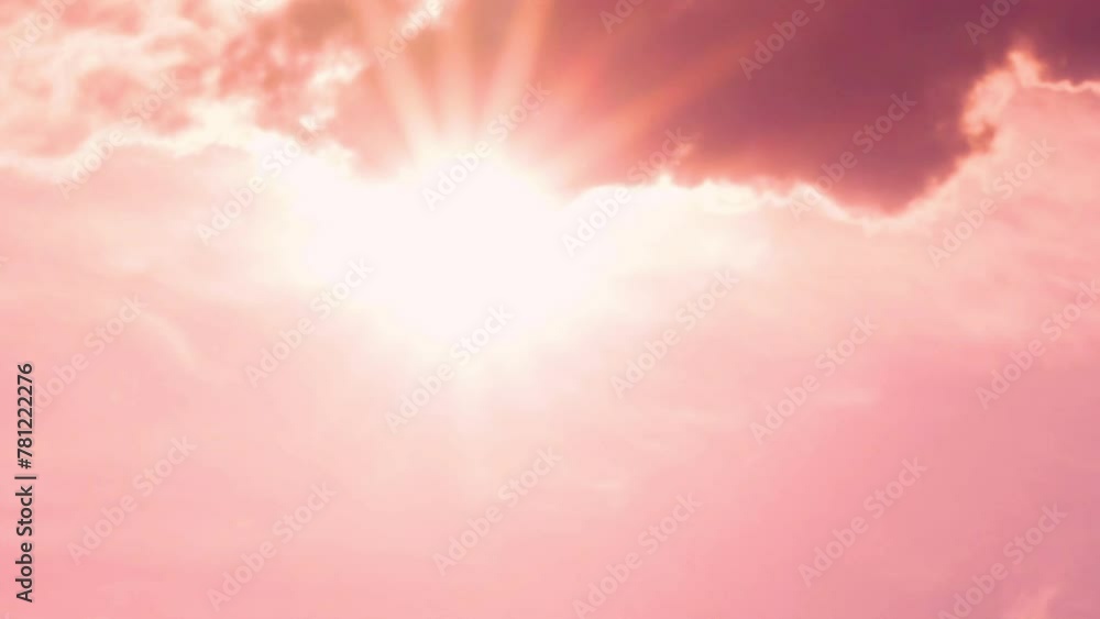 Sun and Clouds in the Coral Pink Sky Time Lapse, Slow Motion. Beautiful ...
