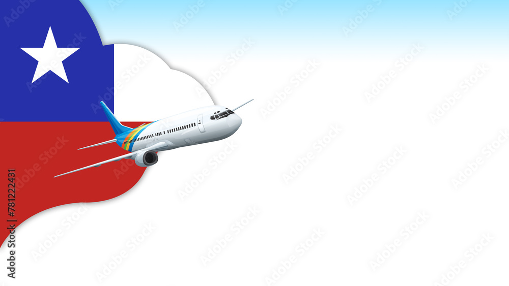 3d illustration plane with Chile flag background for business and travel design 3d illustration plane with Chile flag background for business and travel design