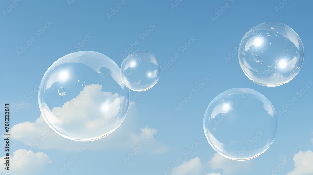 Bubbles 3D rendering, advertising background Bubbles 3D rendering, advertising background