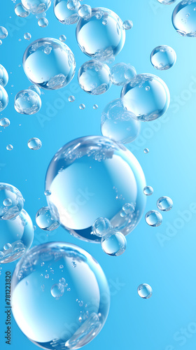 Bubbles 3D rendering  advertising background