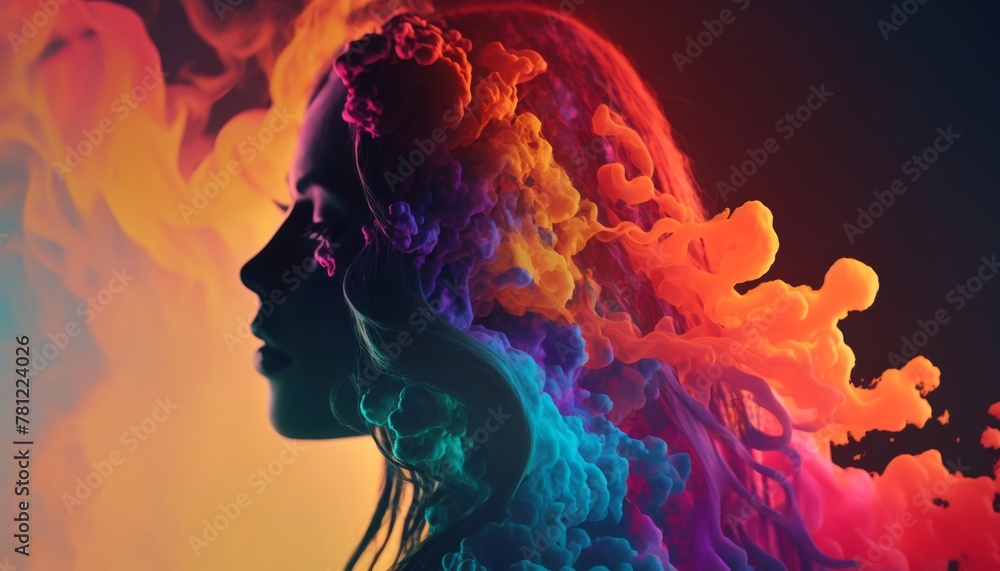Colorful dreams - abstract woman portrait