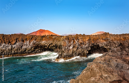 Lava cliffs Los Hervideros, Island Lanzarote, Canary Islands, Spain, Europe.
