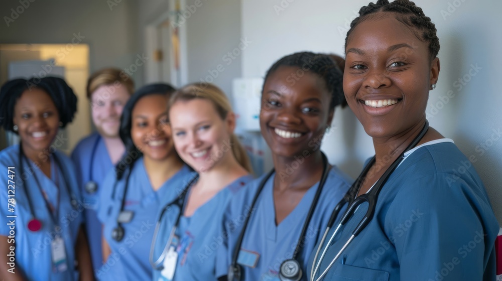 A multiethnic group of medical nurses team at the hospital A multiethnic group of medical nurses team at the hospital