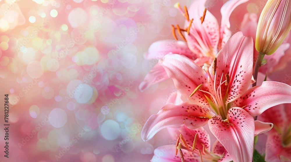 Nature background with lily flowers