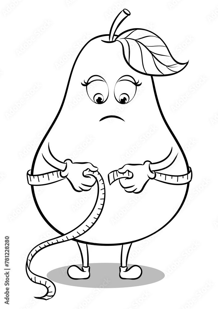 Obraz premium Pear measuring waist coloring book PNG