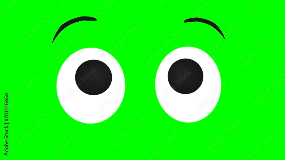 Cartoon simple eye with raising eyebrow, eyebrow winking gesture on green screen, chroma key insert on green screen, graphic motion Cartoon simple eye with raising eyebrow, eyebrow winking gesture on green screen, chroma key insert on green screen, graphic motion