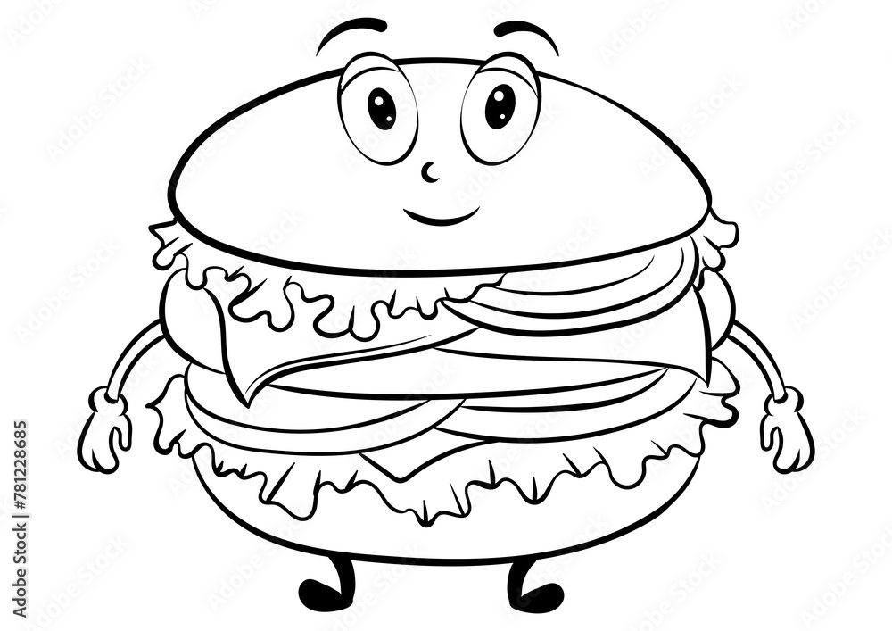 Burger cartoon coloring book PNG Burger cartoon coloring book PNG