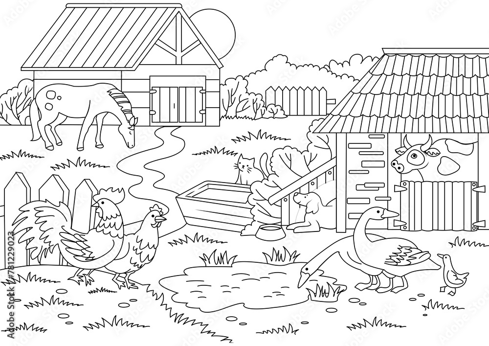 Obraz premium Cartoon children coloring PNG illustration