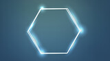 Neon double hexagon frame with shining effects 