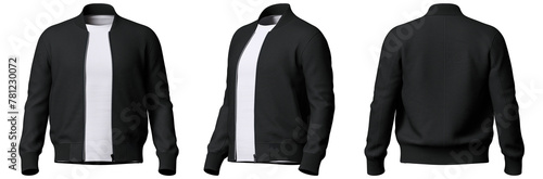 Photography men bomber jacket unzip isolated