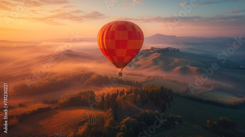 Hot air balloon in flight over Italy. © Janis Smits