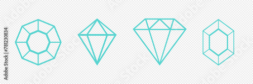 Set of brilliant diamonds in flat style. Vector. On a white background.