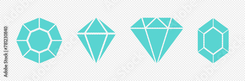 Set of brilliant diamonds in flat style. Vector. On a white background.