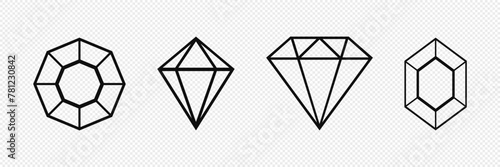 Set of brilliant diamonds in flat style. Vector. On a white background.