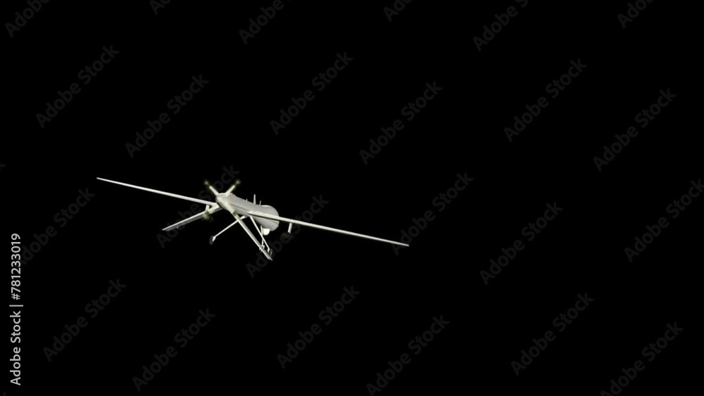 A military drone attacking with missiles A military drone attacking with missiles
