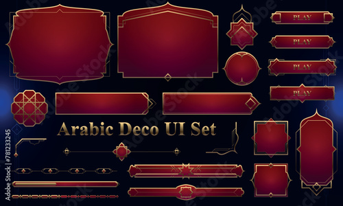 Set of Art Deco Modern User Interface Elements. Fantasy magic HUD with arabian elements. Template for rpg game interface. Vector Illustration EPS10 (ID: 781233245)