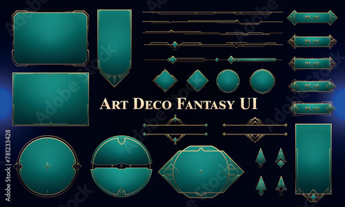 Set of Art Deco Modern User Interface Elements. Fantasy magic HUD with rewards. Template for rpg game interface. Vector Illustration EPS10 (ID: 781233428)