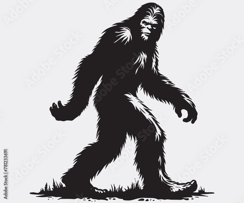 Bigfoot Silhouette, Bigfoot Illustration and Vector, Sasquatch Silhouette