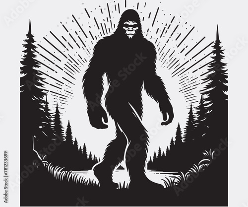 Bigfoot Silhouette, Bigfoot Illustration and Vector, Sasquatch Silhouette