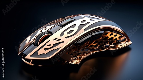 Stylish Futuristic Gaming Mouse - Copper Metallic Design for Modern PC Gaming