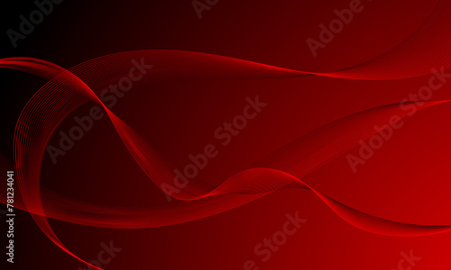 red smooth lines wave curves on smooth gradient abstract background