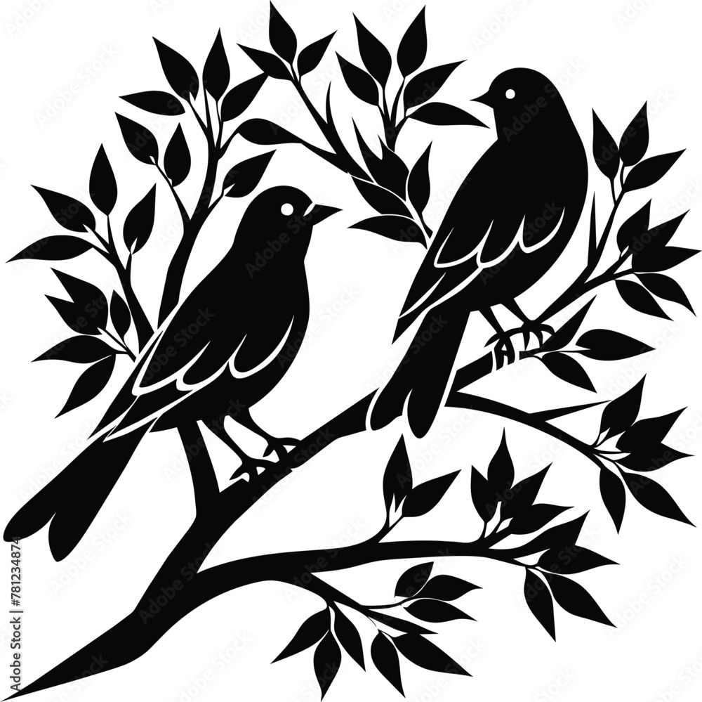 Captured a two tia bird on a tree Captured a two tia bird on a tree