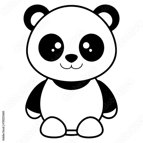 Cute Baby Panda  Line Art Vector