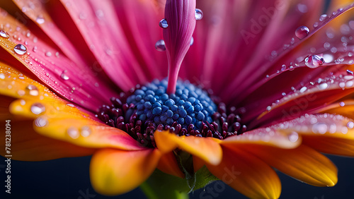 Capture the texture and color of the petals in close-up photography. Highlight the details such as the texture  hairs or tiny water droplets.