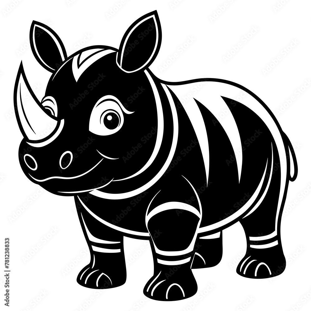 Rhinoceros  Line Art Vector