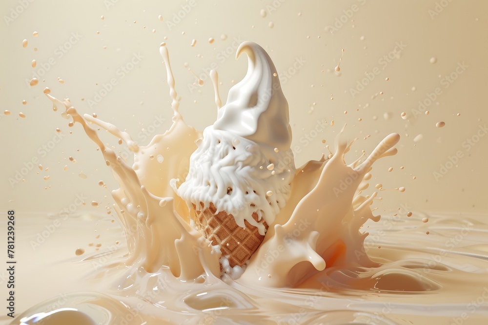 Digital Meltdown: App Interface with Melting Whippy Cone Digital Meltdown: App Interface with Melting Whippy Cone