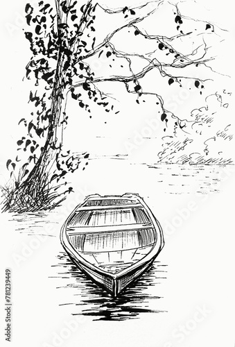 Hand drawn sketch of a boat